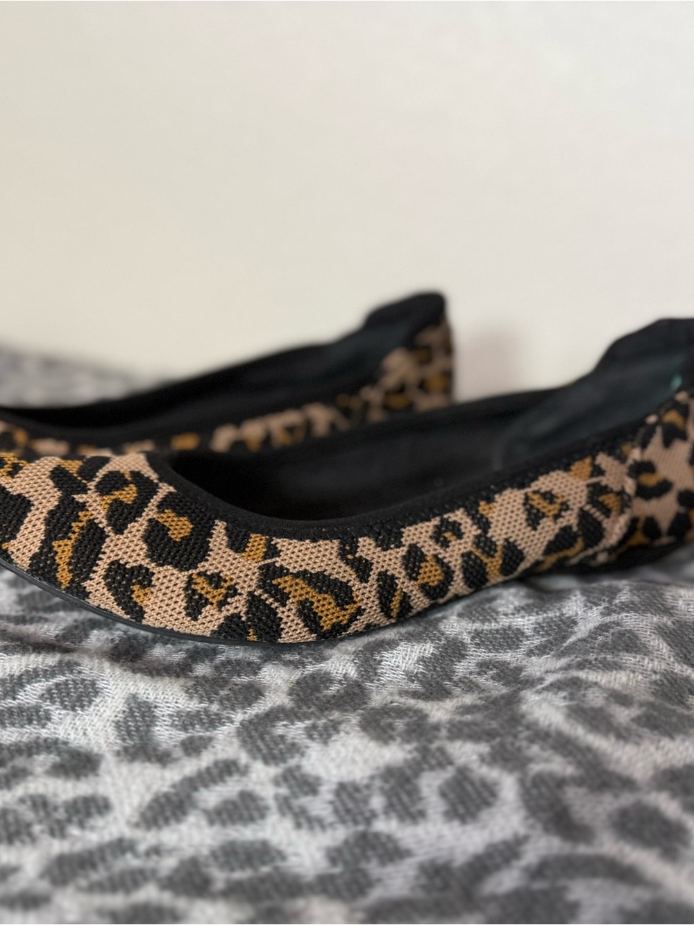 Anne Klein Leopard-Print Ballet Flats in Black and Tan